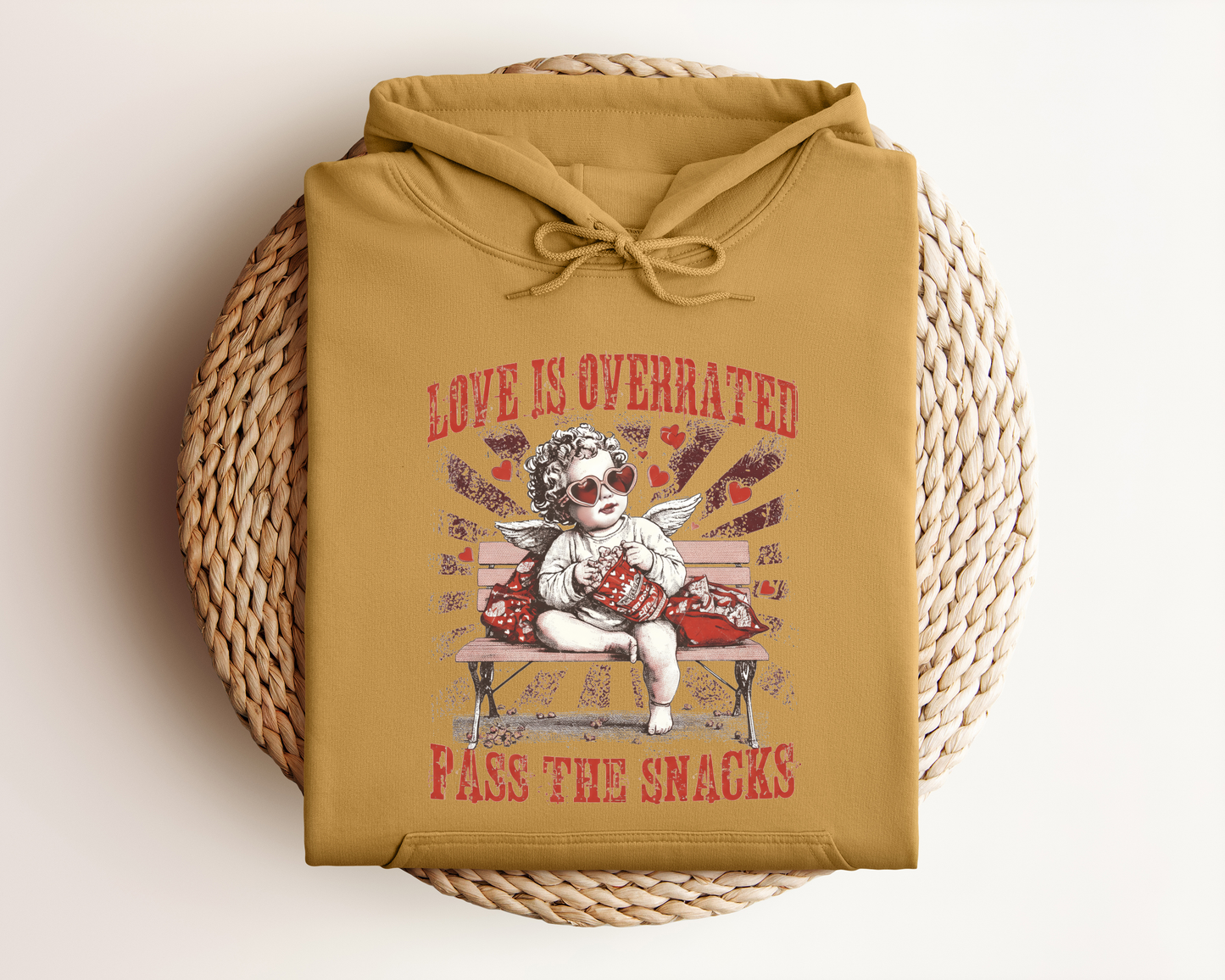LOVE IS OVERRATED PASS THE SNACKS HOODIE